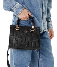 LIUJO MANHATTAN Small handbag with embossed logo BLACK - Women’s Bags - 5