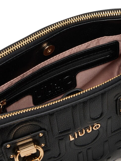 MANHATTAN Small handbag with embossed logo BLACK - Women’s Bags