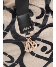 LIUJO VERRY Large plush hobo bag neutral/black - Women’s Bags - 3