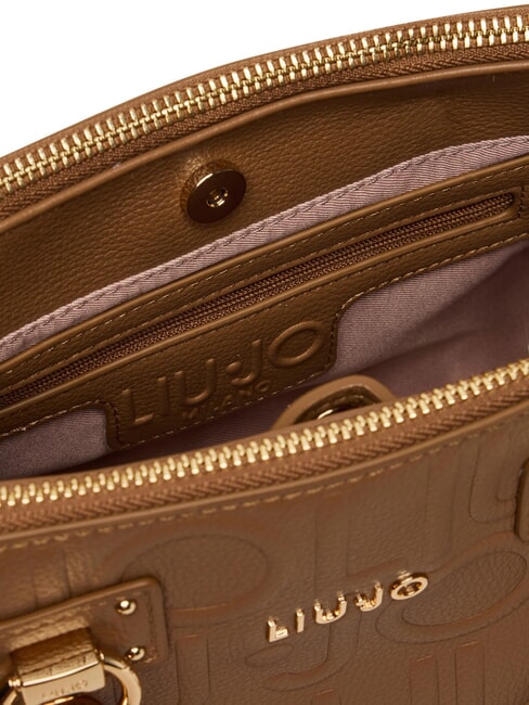 MANHATTAN Small handbag with embossed logo suede - Women’s Bags