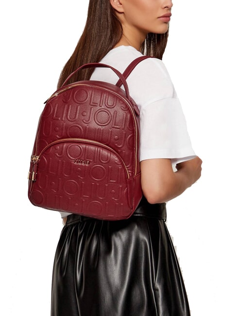 MANHATTAN Medium backpack with embossed logo red wine - Women&rsquo;s Bags