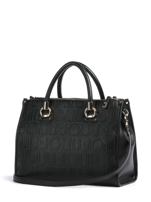 MANHATTAN Medium satchel bag with logo BLACK - Women’s Bags