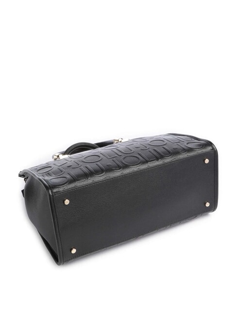 MANHATTAN Medium satchel bag with logo BLACK - Women’s Bags