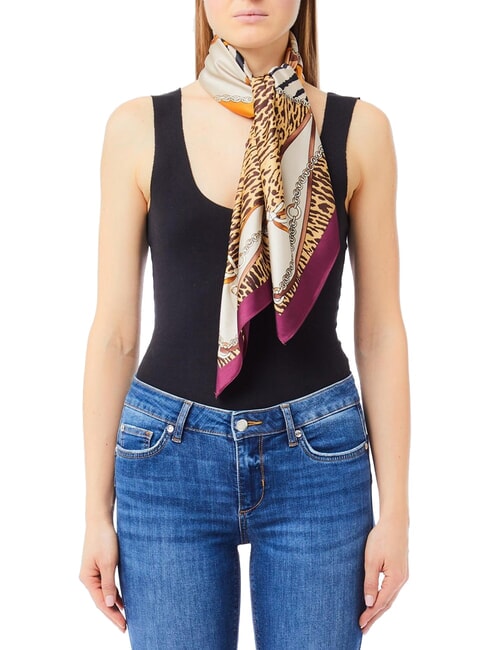 MIX PRINT Scarf with all-over print natural ribbon - Scarves