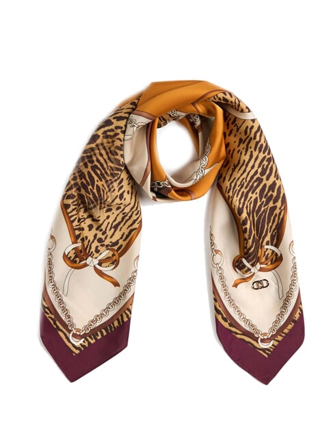 MIX PRINT Scarf with all-over print natural ribbon - Scarves