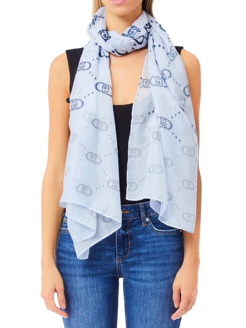 LOGO Degradé scarf with all-over logo light denim - Scarves