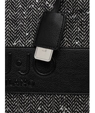 LIUJO RIDHI Large herringbone tote bag BLACK - Women’s Bags - 4