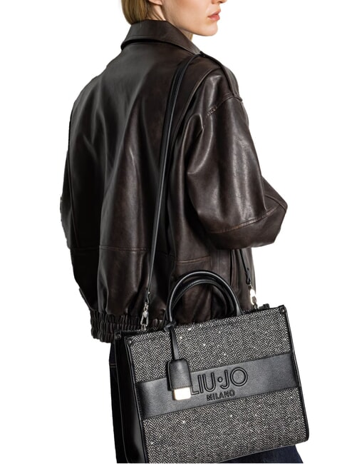 RIDHI Large herringbone tote bag BLACK - Women’s Bags