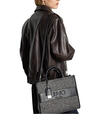 LIUJO RIDHI Large herringbone tote bag BLACK - Women’s Bags - 5