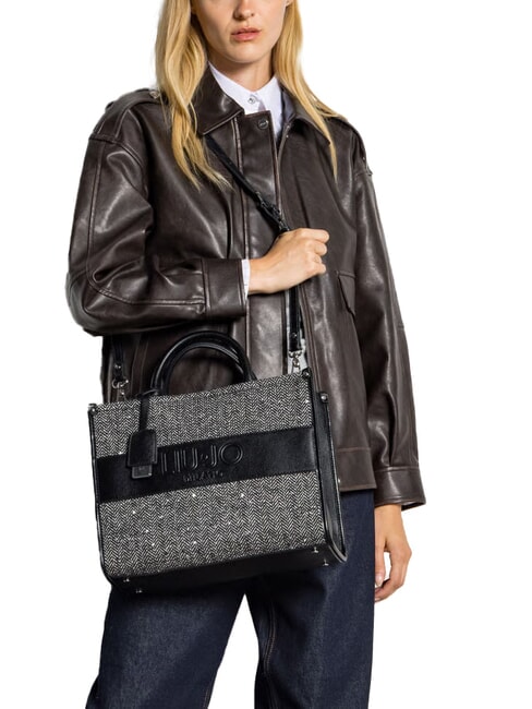 RIDHI Large herringbone tote bag BLACK - Women’s Bags