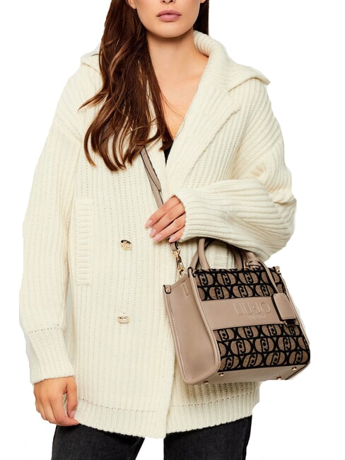 RIDHI Fabric tote bag with shoulder strap BLACK - Women’s Bags