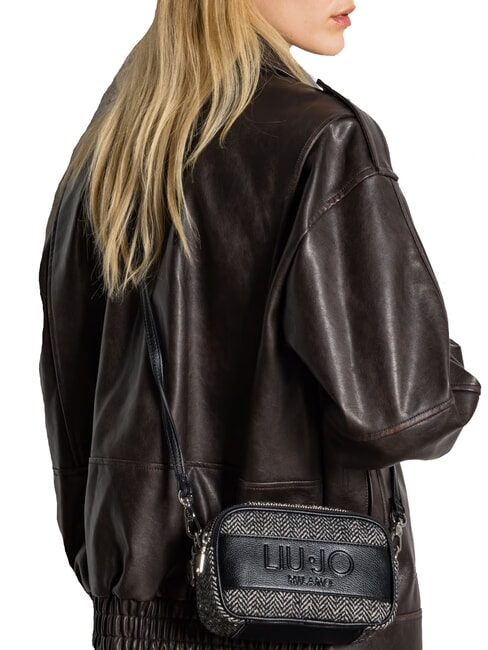 RIDHI Mini shoulder bag in herringbone fabric BLACK - Women’s Bags