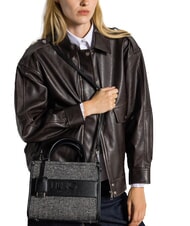 LIUJO RIDHI Herringbone tote bag with shoulder strap BLACK - Women’s Bags - 3