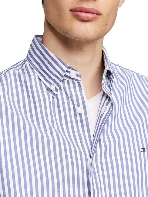 TH Stripes Cotton shirt mid blue / optic white - Men's Shirts