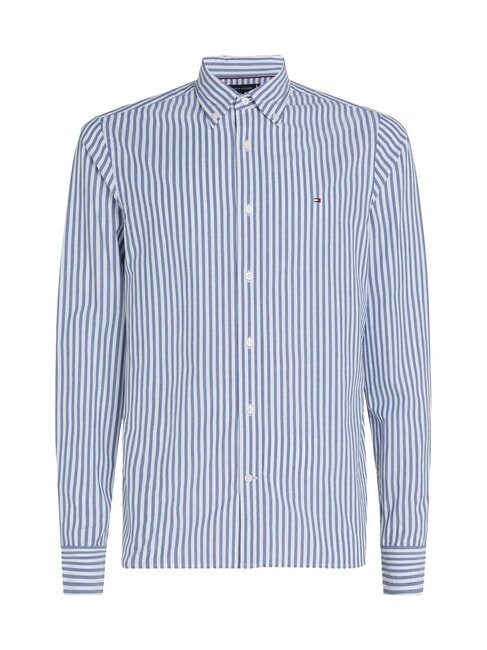 TH Stripes Cotton shirt mid blue / optic white - Men's Shirts