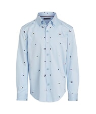 TOMMY HILFIGER TH KIDS Long-sleeved cotton shirt vessel blue - children's shirts - 4