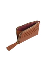 COCCINELLE TASSEL Card holder with zip in hammered leather cognac - Women’s Wallets - 4