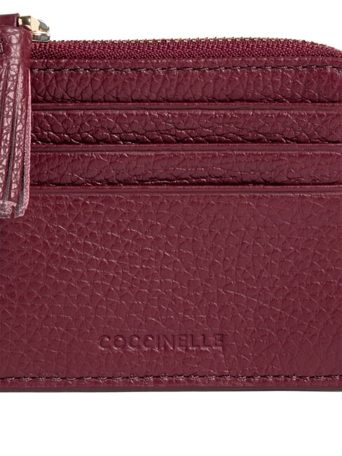 TASSEL Card holder with zip in hammered leather currant - Women’s Wallets