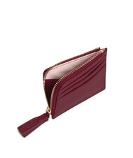 COCCINELLE TASSEL Card holder with zip in hammered leather currant - Women’s Wallets - 4
