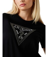 GUESS SS CN KRYSTAL TRIANGLE Short-sleeved T-shirt with studs and rhinestones jetbla - T-shirt - 3
