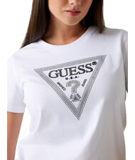 GUESS SS CN KRYSTAL TRIANGLE Short-sleeved T-shirt with studs and rhinestones purwhite - T-shirt - 3