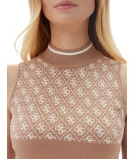 GUESS LISE 4G Crewneck cardigan wet sand and cream c - Women's Sweaters - 3