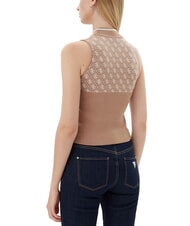 GUESS LISE 4G Crewneck cardigan wet sand and cream c - Women's Sweaters - 2