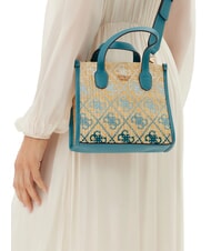 GUESS SILVANA Mini Hand Bag, with shoulder strap teal logo - Women’s Bags - 4