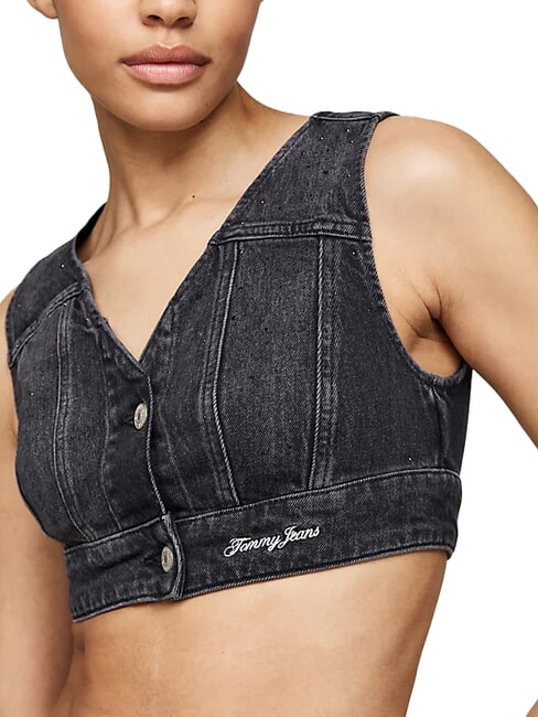 TH JEANS Denim top black denim - T-shirt