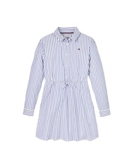 TOMMY HILFIGER TH Cotton dress mid blue / optic white - Little Girls' Dresses - 3