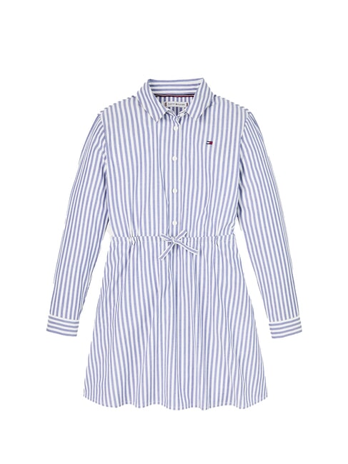 TH Cotton dress mid blue / optic white - Little Girls' Dresses