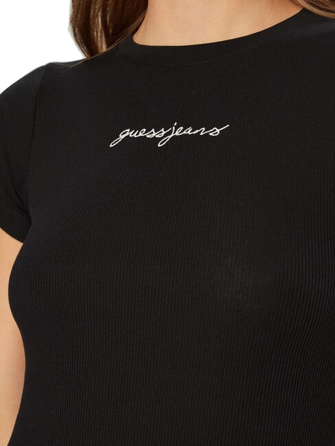 EMBRO SLIM Ribbed short-sleeved T-shirt jetbla - T-shirt