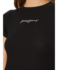 GUESS JEANS EMBRO SLIM Ribbed short-sleeved T-shirt jetbla - T-shirt - 3