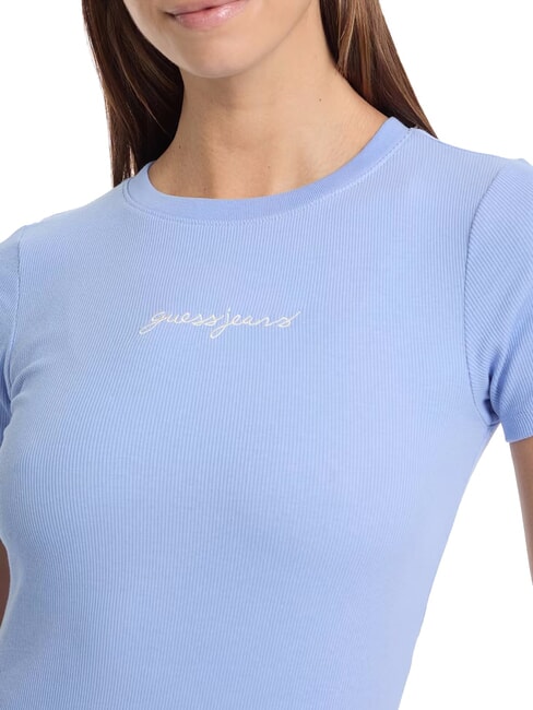 EMBRO SLIM Ribbed short-sleeved T-shirt fresh zendy blue - T-shirt