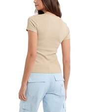 GUESS JEANS EMBRO SLIM Ribbed short-sleeved T-shirt safari tan - T-shirt - 2