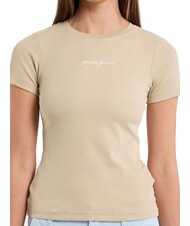 GUESS JEANS EMBRO SLIM Ribbed short-sleeved T-shirt safari tan - T-shirt - 3