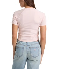 GUESS JEANS LOGO CALIFORNIA Short sleeve stretch cropped t-shirt blush cotton - T-shirt - 2
