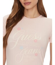 GUESS JEANS FLOWER Slim fit short-sleeved T-shirt blush cotton - T-shirt - 3