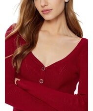 GUESS KATELYN Ribbed cardigan with jewel buttons siren red - Women's Sweaters - 3