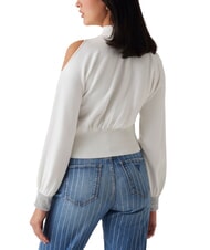 GUESS BLING Turtleneck sweater with cut-out rhinestone cuffs - Women's Sweaters