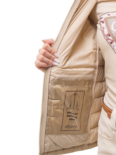 PACKABLE Lightweight down jacket with hood safari tan - Women's down jackets