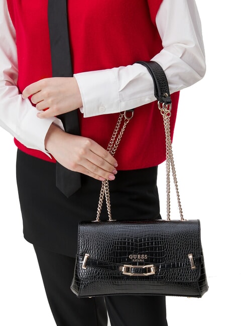 SILVYE Convertible bag with crocodile print BLACK - Women’s Bags