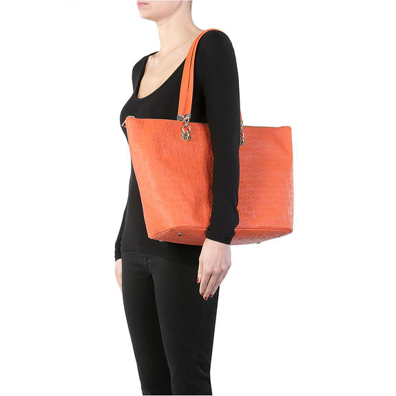 Embossed Heritage Over-the-shoulder shopping bag ORANGE - Women&rsquo;s Bags