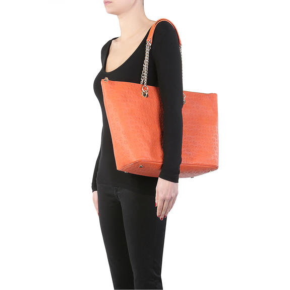 Embossed Heritage Over-the-shoulder shopping bag ORANGE - Women&rsquo;s Bags
