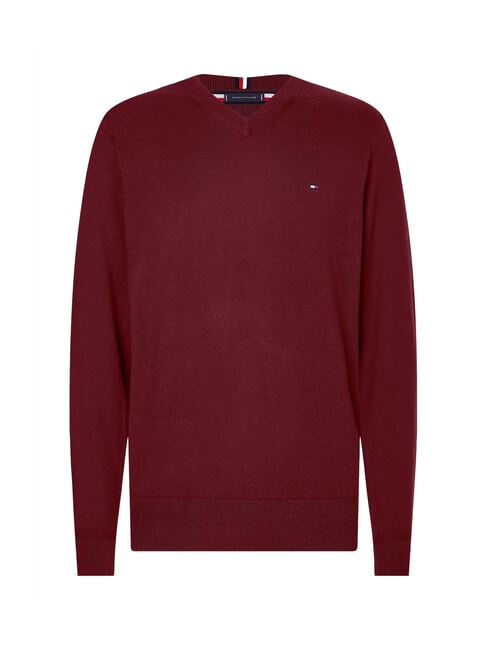 PIMA V-neck sweater in cashmere blend deep red - Men's Sweaters