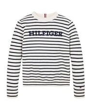 TOMMY HILFIGER TH KIDS Crew neck sweater white base / blue stripe - Children's Sweaters - 3