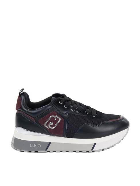 MAXI WONDER 01 Leather and mesh sneakers black/crimson - Women’s shoes