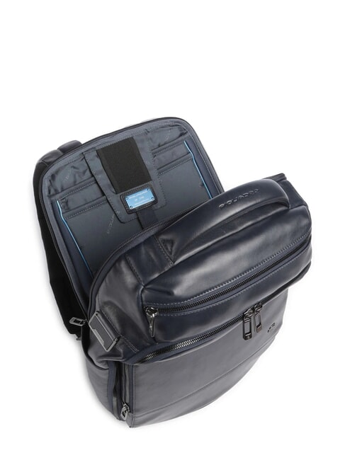 W136 14" laptop backpack, in leather blue - Laptop backpacks