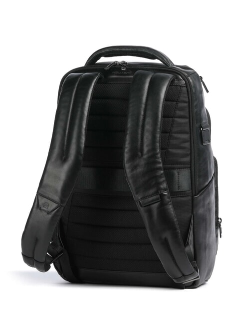W136 14" laptop backpack, in leather Black - Laptop backpacks