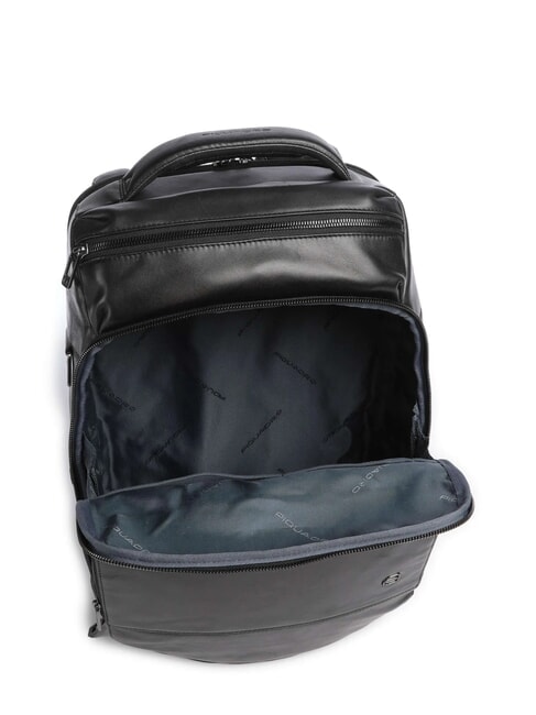 W136 14" laptop backpack, in leather Black - Laptop backpacks